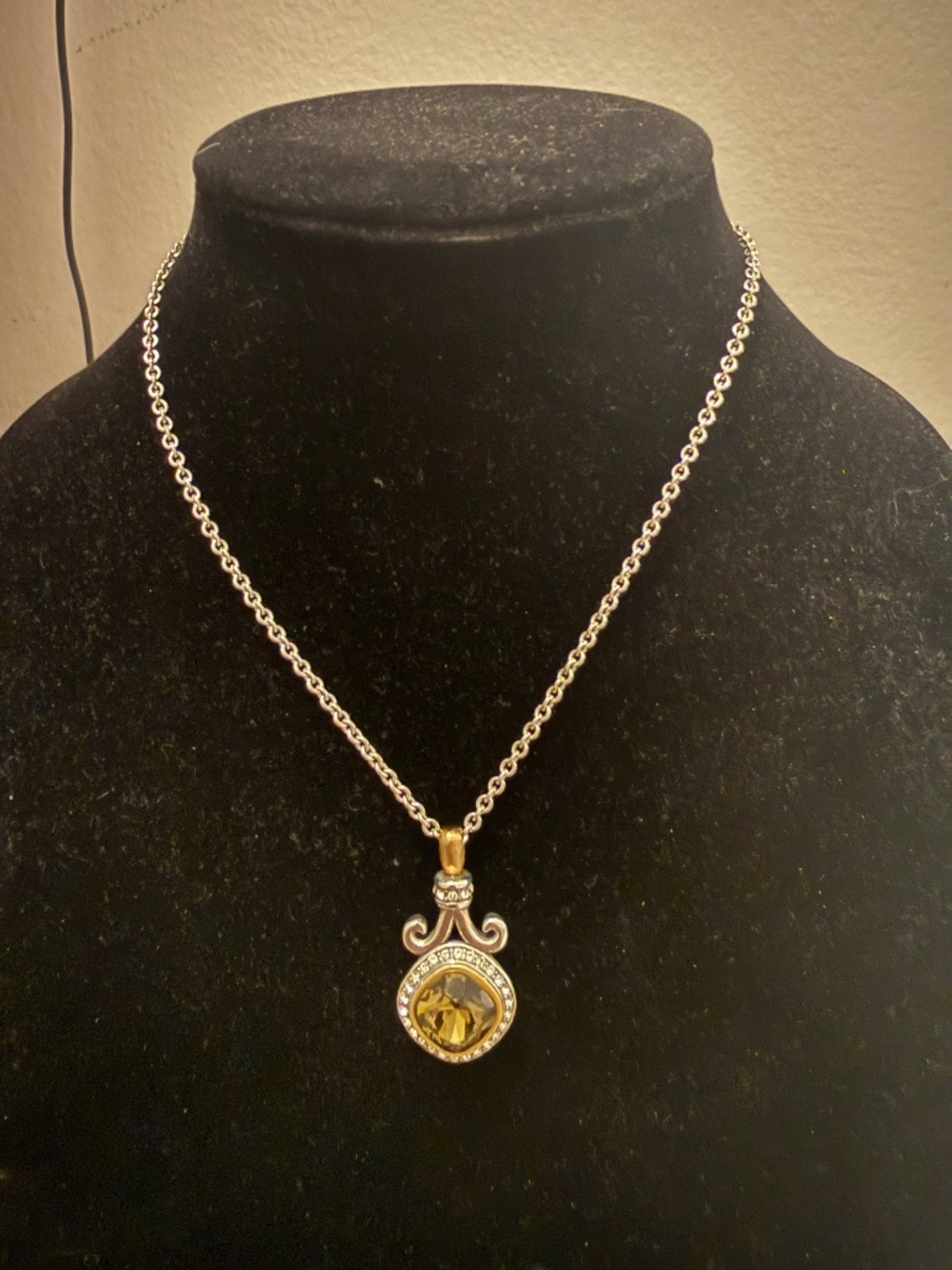 TI SENTO MILANO 925 Sterling Silver 16" Necklace - Champagne Smoky Topaz Cushion